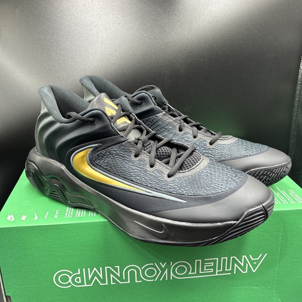 NIKE Giannis Immortality 4 Black / Gold Mens 9.5 Shoes Sneakers FQ3680-010 New